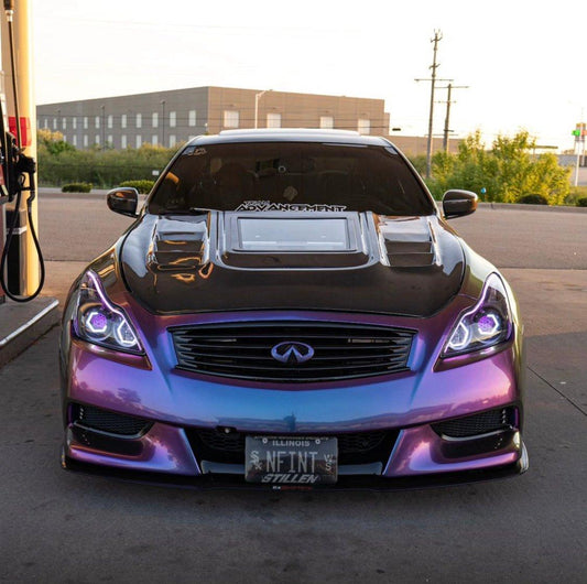 Infiniti G37 G37x IPL Anniversary Journey Sport X Base 2008 2009 2010 2011 2012 2013 & Q60 Journey Sport S Base 2014 2015 with Aftermarket Parts - Hood Bonnet Carbon Fiber / FRP from CMST Tuning