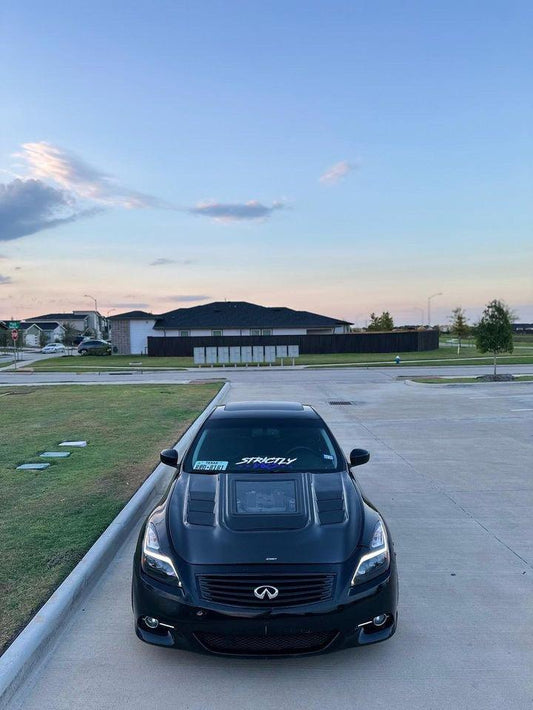 Infiniti G37 G37x IPL Anniversary Journey Sport X Base 2008 2009 2010 2011 2012 2013 & Q60 Journey Sport S Base 2014 2015 with Aftermarket Parts - Hood Bonnet Carbon Fiber / FRP from CMST Tuning