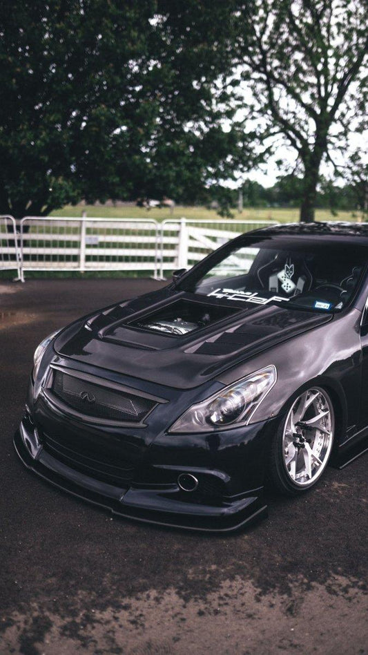 Infiniti G37 G37x Anniversary Limited Journey Sport S X Base 2008 2009 2010 2011 2012 2013 with Aftermarket Parts - Hood Bonnet Carbon Fiber / FRP from CMST Tuning