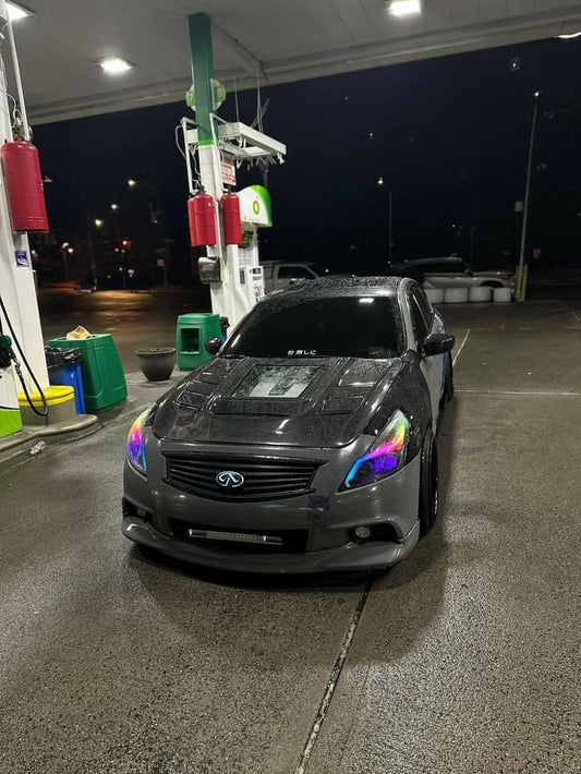 Infiniti G37 G37x Anniversary Limited Journey Sport S X Base 2008 2009 2010 2011 2012 2013 with Aftermarket Parts - Hood Bonnet Carbon Fiber / FRP from CMST Tuning