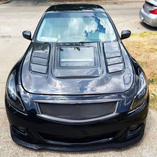 Infiniti G37 G37x Anniversary Limited Journey Sport S X Base 2008 2009 2010 2011 2012 2013 with Aftermarket Parts - Hood Bonnet Carbon Fiber / FRP from CMST Tuning