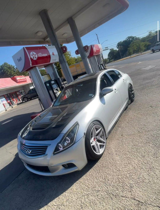 Infiniti G37 G37x Anniversary Limited Journey Sport S X Base 2008 2009 2010 2011 2012 2013 with Aftermarket Parts - Hood Bonnet Carbon Fiber / FRP from CMST Tuning