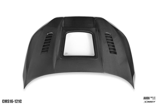 Audi RS3 S3 A3 8Y 2021-ON with Aftermarket Parts - V1 Tempered Glass Transparent Hood Bonnet Carbon Fiber / FRP from CMST Tuning