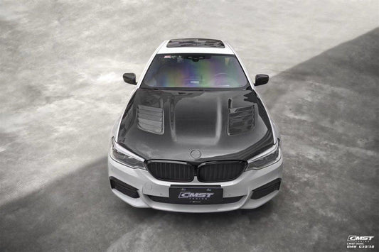 BMW 5 series M550 540 530 G30 (fits both Pre-LCI & LCI) 2017-ON & M5/M5C F90 (Fits Both Pre-LCI & LCI) 2018-ON with Aftermarket Parts - Vented V1 Carbon Fiber & FRP Hood Bonnet from CMST Tuning