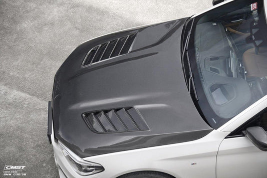 BMW 5 series M550 540 530 G30 (fits both Pre-LCI & LCI) 2017-ON & M5/M5C F90 (Fits Both Pre-LCI & LCI) 2018-ON with Aftermarket Parts - Vented V1 Carbon Fiber & FRP Hood Bonnet from CMST Tuning