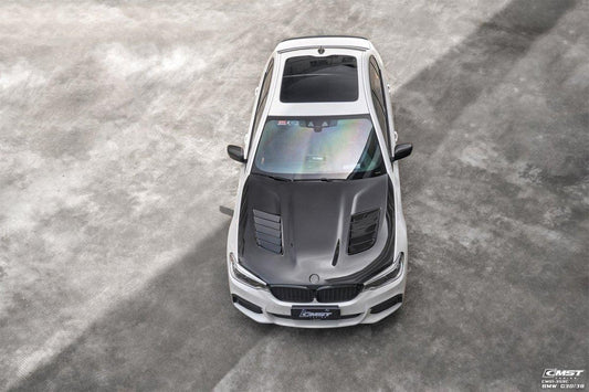 BMW 5 series M550 540 530 G30 (fits both Pre-LCI & LCI) 2017-ON & M5/M5C F90 (Fits Both Pre-LCI & LCI) 2018-ON with Aftermarket Parts - Vented V1 Carbon Fiber & FRP Hood Bonnet from CMST Tuning
