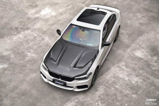 BMW 5 series M550 540 530 G30 (fits both Pre-LCI & LCI) 2017-ON & M5/M5C F90 (Fits Both Pre-LCI & LCI) 2018-ON with Aftermarket Parts - Vented V2 Style Carbon Fiber & FRP Hood Bonnet from CMST Tuning