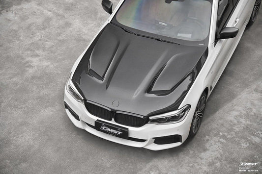 BMW 5 series M550 540 530 G30 (fits both Pre-LCI & LCI) 2017-ON & M5/M5C F90 (Fits Both Pre-LCI & LCI) 2018-ON with Aftermarket Parts - Vented V2 Style Carbon Fiber & FRP Hood Bonnet from CMST Tuning