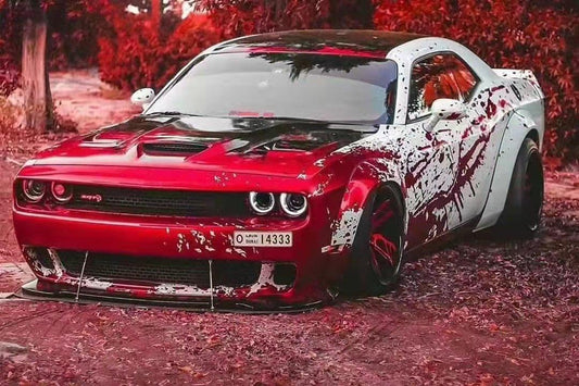 Dodge Challenger Hellcat T/A Scat Pack 392 SRT R/T SXT SE 2008-2023 with Aftermarket Parts - Widebody Wheel Arches Carbon Fiber / FRP from CMST Tuning