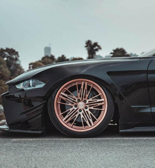 Ford Mustang GT 5.0 Mach1 Bullitt Ecoboost 2.3 S550.2 2018-2023 with Aftermarket Parts - Widebody Style Front Fenders & Wheel Arches Carbon Fiber / FRP from CMST Tuning