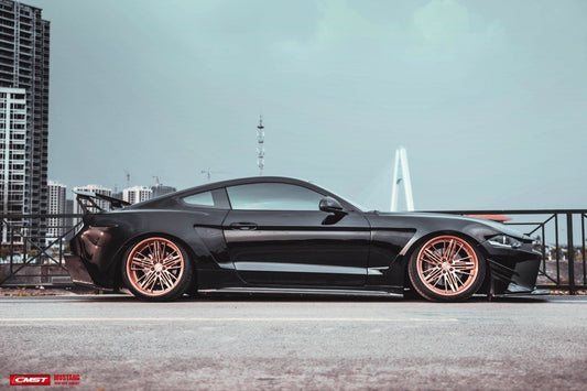 Ford Mustang GT 5.0 Mach1 Bullitt Ecoboost 2.3 S550.2 2018-2023 with Aftermarket Parts - Widebody Style Front Fenders & Wheel Arches Carbon Fiber / FRP from CMST Tuning