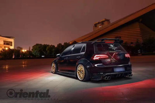 Volkswagen Golf R GTI Base MK7 MK7.5 2015-2021 (designed to be installed together with CMST widebody wide skirts) with Aftermarket Parts - Widebody Style Wheel Arches Carbon Fiber / FRP from CMST Tuning