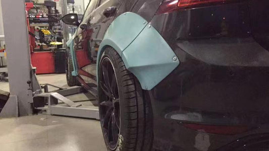 Volkswagen Golf R GTI Base MK7 MK7.5 2015-2021 (designed to be installed together with CMST widebody wide skirts) with Aftermarket Parts - Widebody Style Wheel Arches Carbon Fiber / FRP from CMST Tuning