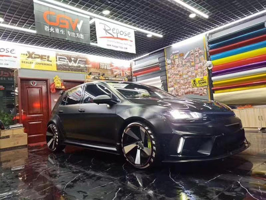 Volkswagen Golf R GTI Base MK7 MK7.5 2015-2021 (designed to be installed together with CMST widebody wide skirts) with Aftermarket Parts - Widebody Style Wheel Arches Carbon Fiber / FRP from CMST Tuning