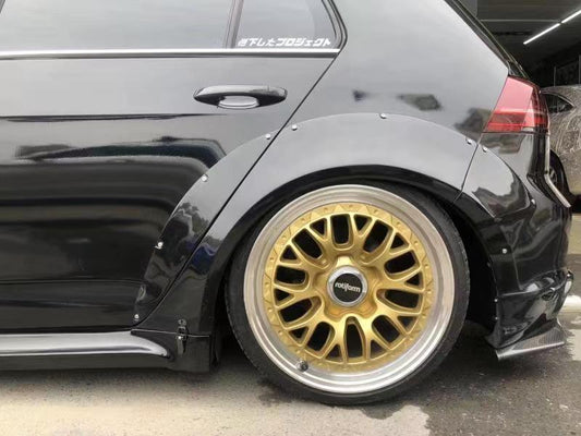 Volkswagen Golf R GTI Base MK7 MK7.5 2015-2021 (designed to be installed together with CMST widebody wide skirts) with Aftermarket Parts - Widebody Style Wheel Arches Carbon Fiber / FRP from CMST Tuning