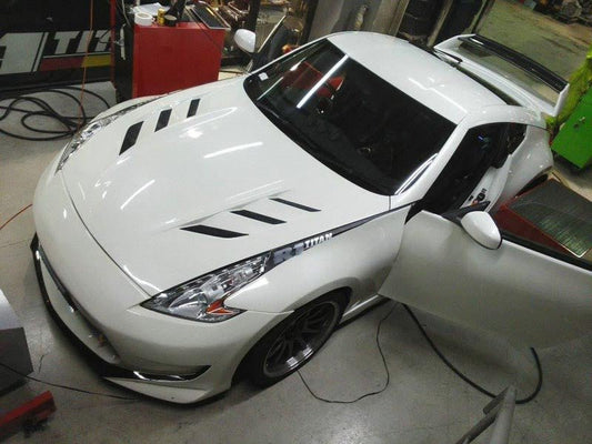 Nissan 370Z Sport Touring Base Fairlady Z Z34 Pre-Facelift 2009 2010 2011 & 370Z Sport Touring Base Fairlady Z Z34 Facelift 2012 2013 2014 2015 2016 2017 2018 2019 2020 & Nismo V1 2009 2010 2011 & Nismo V2 2012 2013 2014 2015 2016 2017 2018 2019 2020 with Aftermarket Parts - AM Style Hood Carbon Fiber / FRP from EPR USA