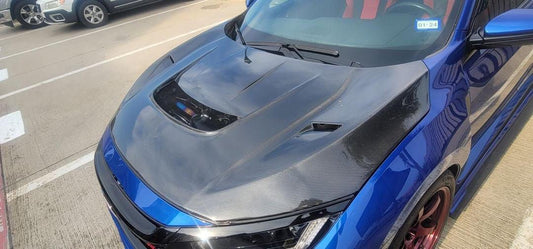 Honda Civic Type-R FK8 2017 2018 2019 2020 2021 with Aftermarket Parts - VRS Style Hood Carbon Fiber / FRP from EPR USA