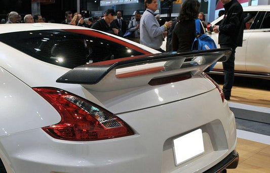 Nissan 370Z Sport Touring Base Fairlady Z Z34 Pre-Facelift 2009 2010 2011 & 370Z Sport Touring Base Fairlady Z Z34 Facelift 2012 2013 2014 2015 2016 2017 2018 2019 2020 & Nismo V1 2009 2010 2011 & Nismo V2 2012 2013 2014 2015 2016 2017 2018 2019 2020 with Aftermarket Parts - Nismo Conversion Style Rear Spoiler Carbon Fiber / FRP from EPR USA