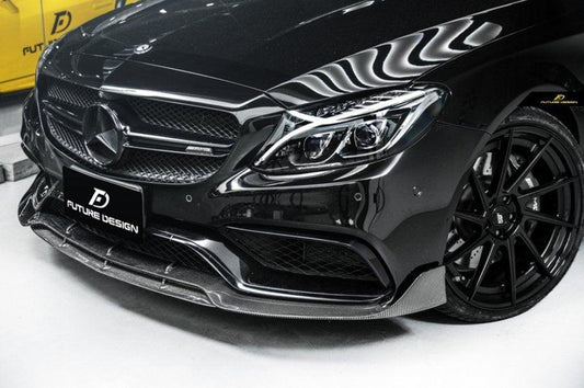 Future Design Carbon B Style Carbon Fiber Front Lip for W205 C63 C63S AMG Sedan Coupe 2015-2021 - Performance SpeedShop