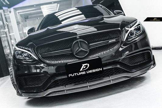 Future Design Carbon B Style Carbon Fiber Front Lip for W205 C63 C63S AMG Sedan Coupe 2015-2021 - Performance SpeedShop