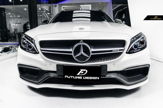 Future Design Carbon Carbon Fiber OEM Style Front Bumper Trim Lower Grill Surround for W205 C63 C63S AMG Sedan Coupe 2015-2020 - Performance SpeedShop