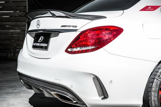 Future Design Carbon Carbon Fiber Rear Spoiler R Style for Mercedes Benz 2015-ON W205 C300 C43 C63 Sedan 4 Door Coupe 2 Door - Performance SpeedShop
