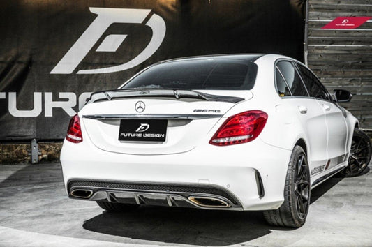Future Design Carbon Carbon Fiber Rear Spoiler R Style for Mercedes Benz 2015-ON W205 C300 C43 C63 Sedan 4 Door Coupe 2 Door - Performance SpeedShop