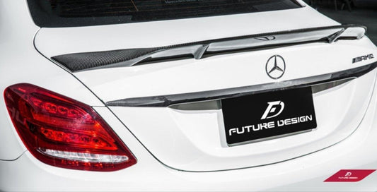 Future Design Carbon Carbon Fiber Rear Spoiler R Style for Mercedes Benz 2015-ON W205 C300 C43 C63 Sedan 4 Door Coupe 2 Door - Performance SpeedShop