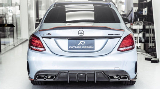 Future Design Carbon FD GT2 Carbon Fiber Rear Diffuser for W205 C300 C43 C63 AMG Package 2015-ON - Performance SpeedShop