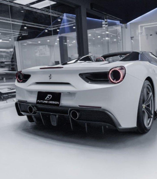 Future Design Carbon Ferrari 488 Carbon Fiber Rear Diffuser (2 Pcs) - Performance SpeedShop