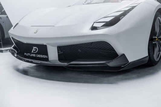 Ferrari 488 GTB & Spider 2016 2017 2018 2019 2020 with Aftermarket Parts - NVT Style Upper Front Lip Carbon Fiber / FRP from Future Design