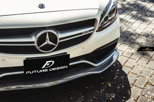 Future Design Carbon Fiber Front Lip PSM Style for W205 C63 AMG Sedan 2015-ON - Performance SpeedShop