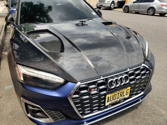 Audi RS5 S5 A5 B9 B9.5 2017-ON with Aftermarket Parts - V1 Hood Bonnet Carbon Fiber / FRP from Future Design Carbon