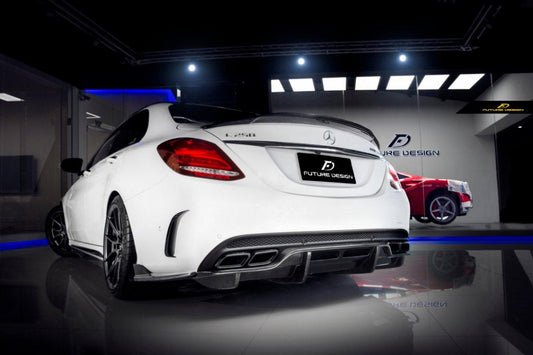 Future Design Carbon Fiber Rear Diffuser PSM Style for W205 C63 AMG Sedan 2015-2018 - Performance SpeedShop