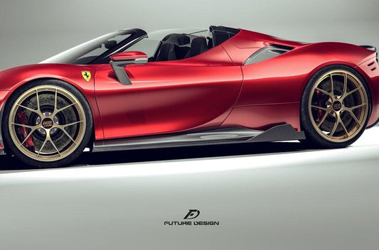 Ferrari SF90 Stradale & Spider 2021 2022 2023 2024 2025 with Aftermarket Parts - Side Skirts Pre-preg Carbon Fiber from Future Design