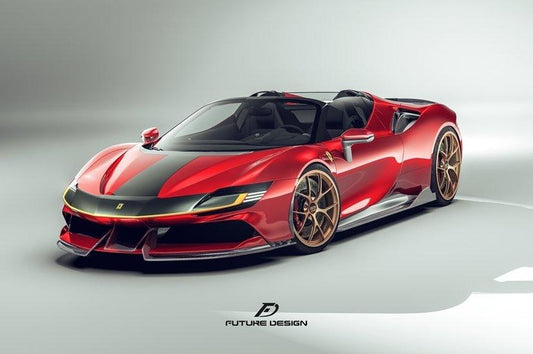 Ferrari SF90 Stradale & Spider 2021 2022 2023 2024 2025 with Aftermarket Parts - Side Skirts Pre-preg Carbon Fiber from Future Design
