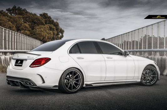 Future Design Carbon Fiber Side Skirts GT Style for Mercedes Benz W205 2015-ON C300 C43 C63 AMG Coupe 2 Door Sedan 4 Door - Performance SpeedShop