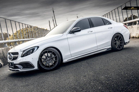 Future Design Carbon Fiber Side Skirts GT Style for Mercedes Benz W205 2015-ON C300 C43 C63 AMG Coupe 2 Door Sedan 4 Door - Performance SpeedShop