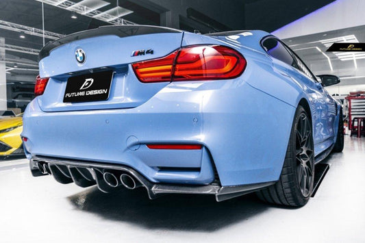 Future Design Carbon V Style Carbon Fiber Rear Diffuser for BMW F80 F82 F83 M3 M4 - Performance SpeedShop