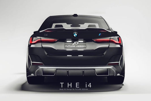 Future Design FD Carbon Fiber REAR DIFFUSER & REAR CANARDS for BMW I4 G26 M50 & e Drive 40 with M package 2022-ON - Performance SpeedShop