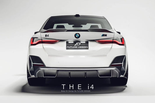 Future Design FD Carbon Fiber REAR DIFFUSER & REAR CANARDS for BMW I4 G26 M50 & e Drive 40 with M package 2022-ON - Performance SpeedShop