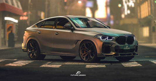BMW X6 M60I M50I xDrive40i G06 (Fits Pre-LCI& LCI) 2020 2021 2022 2023 2024 & X6M X6MC F96 (Fits Pre-LCI& LCI) 2020 2021 2022 2023 2024 with Aftermarket Parts - Side Skirts Carbon Fiber / FRP from Future Design