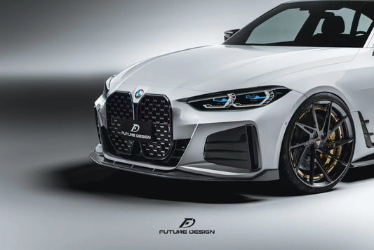 Future Design FD V1 Carbon Fiber FRONT LIP SPLITTER for BMW I4 G26 M50 / e Drive 40 & 4 Series G26 Gran coupe M440i 430i - Performance SpeedShop