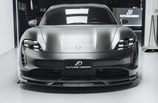 Future Design FD V2 Carbon Fiber FRONT LIP SPLITTER for Porsche Taycan Base & 4S - Performance SpeedShop