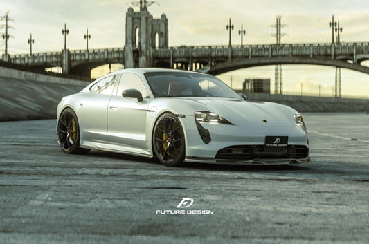 Future Design FD V2 Carbon Fiber FRONT LIP SPLITTER for Porsche Taycan Base & 4S - Performance SpeedShop