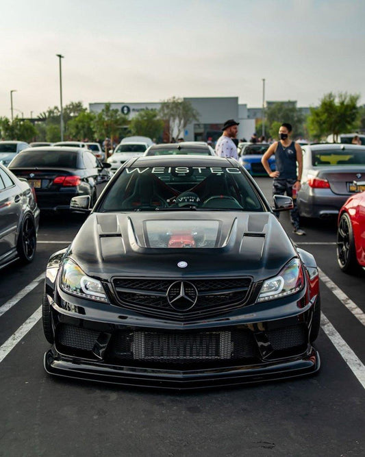 Aero Republic Mercedes Benz W204 C63 AMG Facelift IMP Style Transperant Tempered Glass Window Hood 2012-2014 Carbon Fiber / FRP