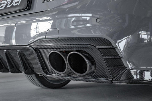 Audi S7 A7 (with s-line bumper) C8 2019-ON with Aftermarket Parts - V2 Style Rear Diffuser & Canards Pre-preg Carbon Fiber from Karbel Carbon