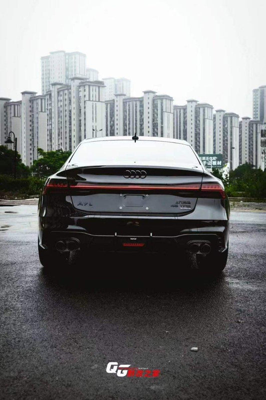 Audi S7 A7 (with s-line bumper) C8 2019-ON with Aftermarket Parts - V2 Style Rear Diffuser & Canards Pre-preg Carbon Fiber from Karbel Carbon