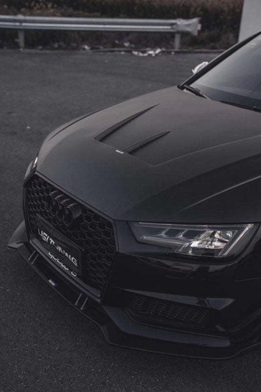 Audi RS4 S4 A4 (all models) B9 / B9.5 2017-ON with Aftermarket Parts - Hood Pre-preg Carbon Fiber from Karbel Carbon