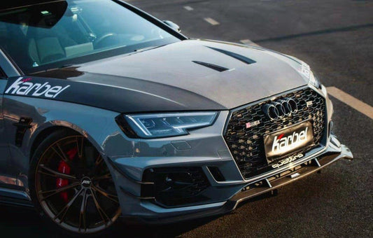 Audi RS4 S4 A4 (all models) B9 / B9.5 2017-ON with Aftermarket Parts - Hood Pre-preg Carbon Fiber from Karbel Carbon
